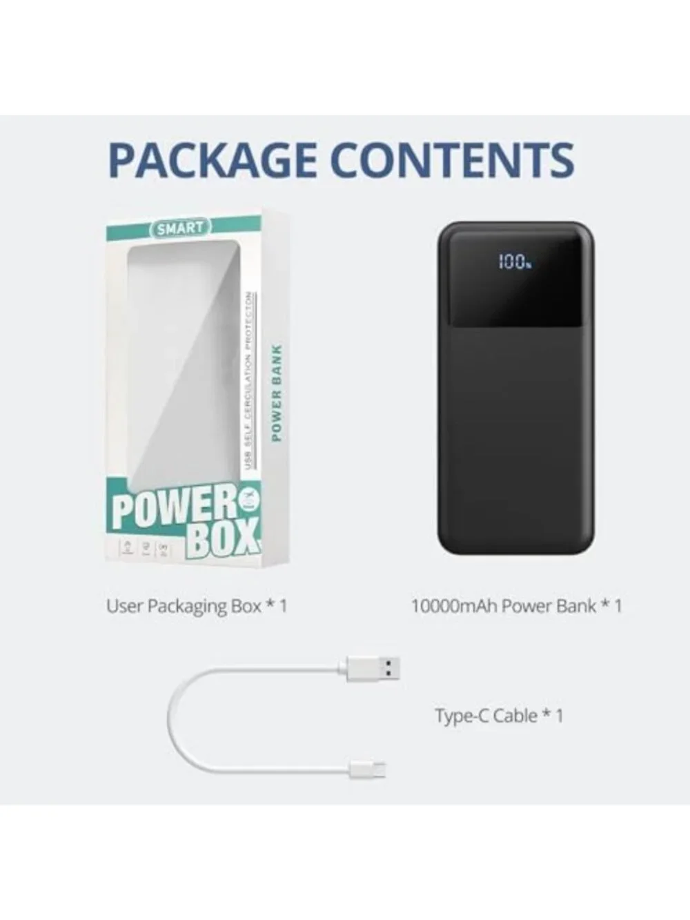 Slim 10000mAh Portable Charger with Built-in Cables, Fast Charging Power Bank, 6